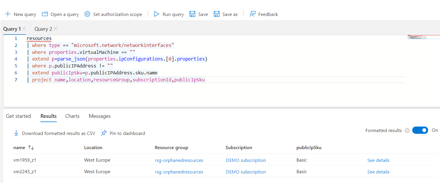 orphaned nics query results